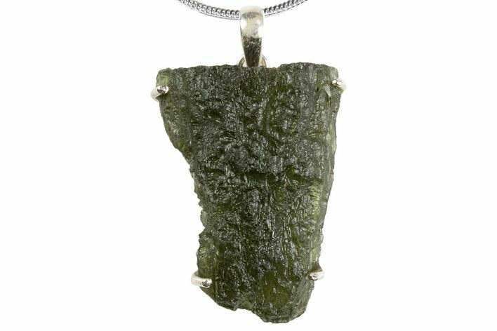 Green Moldavite Tektite Pendant ( g) - Czech Republic #300991